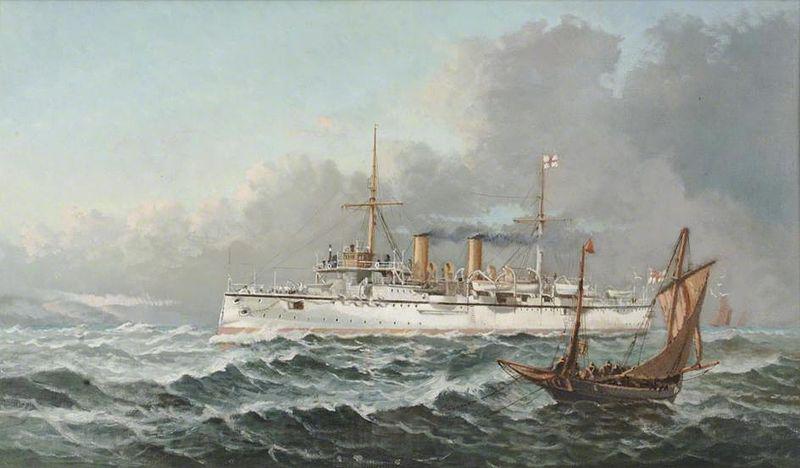 Henry J. Morgan HMS 'Bonaventure' Spain oil painting art